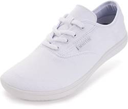 WHITIN Damen Barfußschuhe aus breitem Segeltuch | Zero Drop Sohle | Minimalistischer Freizeit-Sneaker, W87 All White, 38 EU von WHITIN