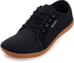 WHITIN Herren Damen Knit Barfußschuhe Barfussschuhe Barfuss Schuhe Barfuß Sneaker Barefoot Shoes Breite Weit Trekkingschuhe Fitnessschuhe Casual Schwarz 43 EU von WHITIN