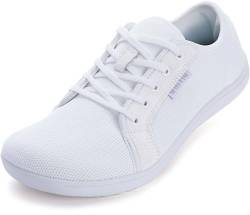 WHITIN Herren Damen Knit Barfußschuhe Barfussschuhe Barfuss Schuhe Barfuß Sneaker Barefoot Shoes Minimalistische Weit Trail Laufschuhe Frau Sommer Weiß 38 EU von WHITIN