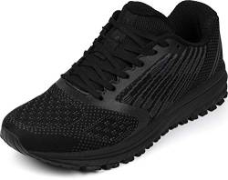 WHITIN Herren Sneakers Damen Turnschuhe Laufschuhe Frauen Walkingschuhe Hallenschuhe rutschfest Joggingschuhe Sportschuhe Fitness Schuhe Schwarz Größe 41 von WHITIN