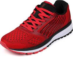 WHITIN Unisex Sportschuhe Damen Herren Turnschuhe Laufschuhe Sneakers Männer Walkingschuhe Modisch Bequem Joggingschuhe Fitness Schuhe Rot Größe 42 von WHITIN