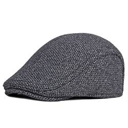 WHSPORT Flatcap Schirmmütze Cap Winter Schiebermütze Herren Cabbie Ivy Flat Cap mit Ohrenklappen Baskenmütze Gatsby Newsboy Flatcap Herren Barett Cap (Color : Gray, Size : 58cm/22.83) von WHSPORT