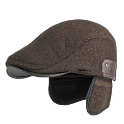 WHSPORT Winter Flatcap Schirmmütze Duckbill Schiebermützen Newsboy Hüte Beret Entenschnabel Kappen Ivy Hat Irish Hat (Color : Brown, Size : 58-59cm/22.83-23.22in) von WHSPORT