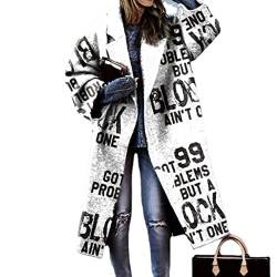 WHZXYDN Herbst Damenbekleidung Color-Blocking Plaid Langarm Revers Mantel Bedruckter Wollmantel von WHZXYDN