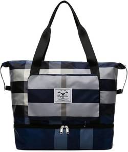 2022 Neue Faltbare Trocken/Nass Trennung Reisetasche, Faltbare Reisetasche für Reisen Extra Große Kapazität Faltbare Reisetasche, Sport Tote Gym Bag, blau, Reisetasche von WICKYPRINCE