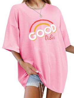 WIEIYM Damen Oversized T-Shirt Tops Casual Tshirts Rundhals Kurzarm T-Shirt Tops Teenager Mädchen Sommer Oberteile von WIEIYM