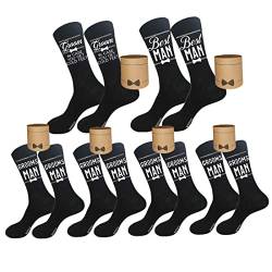 WIFFGO Lustige Socken für Herren, Hochzeitsgeschenke, lustige Antragsgeschenke, Bräutigam, Trauzeugen, Trauzeugen, 100 % Baumwolle, G: 1 Bräutigam + 1 Bestman + 4 Groomsman, Einheitsgröße von WIFFGO
