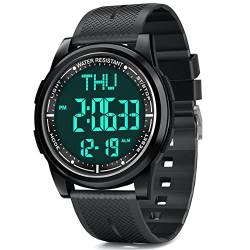 WIFORT Metall Herren Damen Digital Uhren, 5ATM Wasserdicht Sport Armbanduhr, Ultradünn Weitwinkel-Display Digitaluhren mit Wecker Countdown Stoppuhr Dual-Zeitzone Hintergrundbeleuchtung von WIFORT