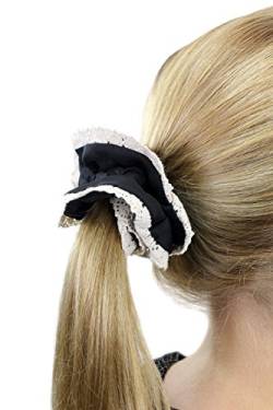 Haarband Haarbinder Scrunchy Maid/Magd/Zofe/Gothic Lolita Schwarz + Weiße Spitze Z012 von WIG ME UP