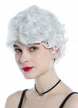 WIG ME UP - 215223-FR68C Perücke Damen Herren Karneval Fasching kurz stark gewellt gelockt weißgrau Opa Oma von WIG ME UP