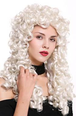 WIG ME UP - B17-2P-B-60 Perücke Damen Herren Barock Renaissance König Edelmann lang Locken gelockt weiß weißblond von WIG ME UP