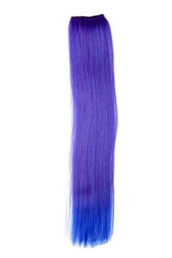 WIG ME UP - Breite Extension mit 2 Clips Strähne Haarverlängerung Haarteil Highlight glatt 45cm Violett Violett-Blau-Mix YZF-P2S18-T2420TTF2517 von WIG ME UP
