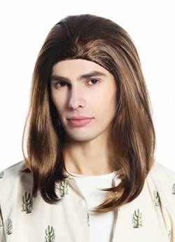 WIG ME UP - CW-047-HT0928 Perücke Damen Herren Karneval Fasching hellbraun glatt lang halblang Gigolo Schönling von WIG ME UP