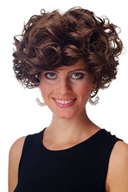 WIG ME UP - GFW963-10 Perücke Damen Herren kurz wild voluminös gelockt Braun Goldbraun von WIG ME UP