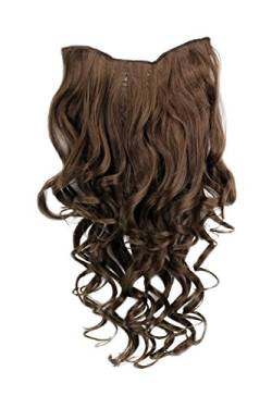 WIG ME UP - H9503-8 Clip-in Haarteil mit 7 Klammern, 3/4 Perücke Hell-Braun 50 cm lockig Haarverlängerung Wig von WIG ME UP