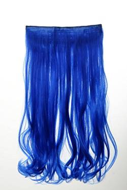 WIG ME UP - Haarteil Extension breite Haarverlängerung 5 Clips Blau Neonblau gelockt lockig YZF-3178-TF2517 von WIG ME UP