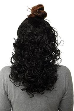 WIG ME UP – Haarteil Halbperücke Clip-In Extension 7 Clips Haarverlängerung voluminös gelockt Locken Schwarz ca. 40 cm lang & 25 cm breit H9312-2 von WIG ME UP