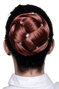 WIG ME UP - Haarteil aufwendig geflochten Zopf Dutt Haarknoten Tracht Rot breit voluminös mit Strass-Steinen/Glitzersteinen JL-SZ01-350 von WIG ME UP