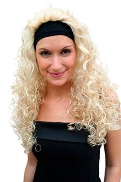 WIG ME UP - PW0102-KB88 Perücke & Stirnband BLOND lang Locken Vamp 80er von WIG ME UP