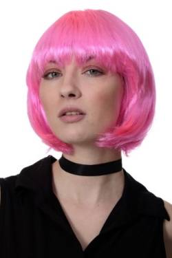 WIG ME UP - PW0114-PC5 Perücke Bob kurz & frech Pink Disco Go-Go Party von WIG ME UP