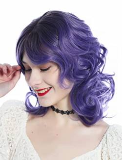 WIG ME UP - SZL0672-T-009 Niedliche Perücke Damenperücke schulterlang Locken Ombre Dunkelbraun Lila von WIG ME UP