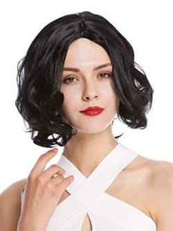 WIG ME UP - YZF-4372-1 Perücke Damenperücke kurz Bob Longbob Mittelscheitel gewellt wellig schwarz von WIG ME UP