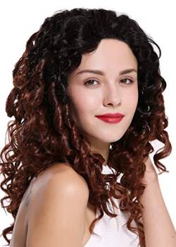 WIG ME UP - ZM-1622-MF-M33M-1B Perücke Damenperücke Lace-Front Monofilament lang voluminös Locken lockig Ombre Balayage Schwarz Mahagoni Braun von WIG ME UP