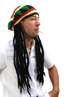 WIG ME UP - rasta2-P103 Strickmütze mit Dreadlocks Rastas Reggae Ska Jamaika Look Rastafari von WIG ME UP