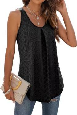 WIHOLL Damen Tank Top Sommer Ärmellose Oberteile Tops Casual V-Ausschnitt Elegant Shirts Bluse Schwarz XL von WIHOLL