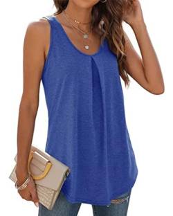 WIHOLL Tank Top Damen Sommer Locker T Shirt ärmellos V Ausschnitt Oberteile Blau S von WIHOLL