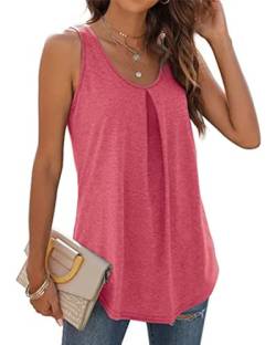 WIHOLL Tank Top Damen Sommer Locker T Shirt ärmellos V Ausschnitt Oberteile Rosa S von WIHOLL