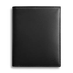 WIIUKA Geldbörse Herren Leder, schlankes Design mit RFID Schutz, Handgefertigt, Schwarz Portemonnaie, Portmonee von WIIUKA