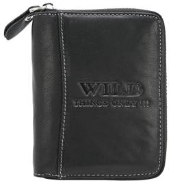 WILD THINGS ONLY !!! Herren Brieftasche mit Reißverschluss - Leder Geldbörse mit RFID-Schutz & Geschenk-Box (Hochformat, Schwarz) von WILD THINGS ONLY !!!