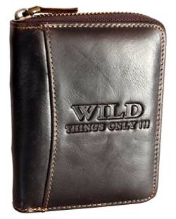 WILD THINGS ONLY !!! Herren Geldbörse aus Echt-Leder mit umlaufendem Reißverschluss & RFID Schutz (Hochformat, Braun) von WILD THINGS ONLY !!!