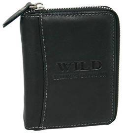 WILD THINGS ONLY !!! Herren Geldbörse aus Echt-Leder mit umlaufendem Reißverschluss & RFID Schutz (Hochformat, Schwarz) von WILD THINGS ONLY !!!