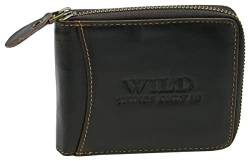 WILD THINGS ONLY !!! Herren Geldbörse aus Echt-Leder mit umlaufendem Reißverschluss & RFID Schutz (Querformat, Braun) von WILD THINGS ONLY !!!