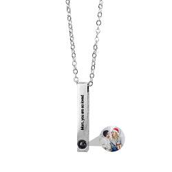 WILINNI Personalisierte Kette Mit Bild Für Männer | Personalisierte Fotoprojektions-Halskette,Mit Rechteckiger Anhänger, Romantisches Geschenk Für Männer, Papa |Weihnachten, Jahrestag (Stil 11) von WILINNI