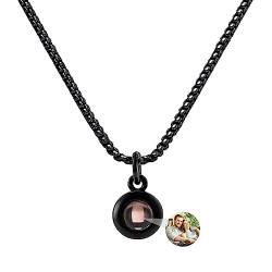 WILINNI Personalisierte Kette Mit Bild Für Männer | Personalisierte Fotoprojektions-Halskette Mit Kreis-Anhänger, Romantisches Geschenk Für Männer, Papa |Weihnachten, Jahrestag (Stil 2) von WILINNI