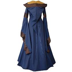 Einschulungskleider MäDchen Damen Retro Mittelalter Kleid mit Trompetenärmel, Mittelalterliche Königin Kleider Renaissance Gotisch Maxikleid Karneval Halloween Party Prinzessin Kostüm Damen Kleider von WILLBEST