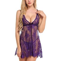 WILLBEST Babydoll Shirt Damen Lang Dessous Damen sexy unterwäsche Set mit Strapsen nachhaltige unterwäsche unterwäsche schwarz e BH Set mit Tanga Blauer Sport BH Weihnachts Dessous kniestrümpfe Damen von WILLBEST