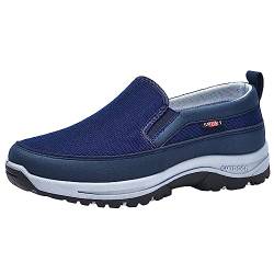 WILLBEST Herren-Turnschuhe, modisches Mesh, atmungsaktiv, bequem, Flacher Boden, Dicker Boden, große Größe, lässige Sport-Wanderschuhe Outdoor Schuhe Herren Wasserdicht 44 (Dark Blue, 44) von WILLBEST