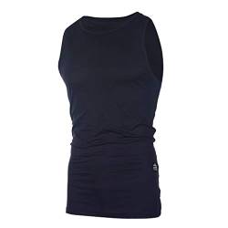 WILLBEST Modepersönlichkeit Herren Sommer-Casual-Top-Bluse mit einem schlanken Ärmellosen T Kurzarmhemd (Navy, M) von WILLBEST