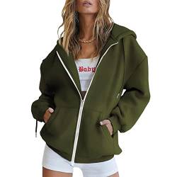 hoodie grün damen Pullover Damen Hoodie Sweatshirts Langarm Kapuzenpullover Strickpullover Damen Oversize Rollkragenpullover Elegant Damen Herbst Strickpulli Winterpullover lange oberteile damen som von WILLBEST