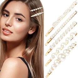 5 Stücke Künstliche Perlen Haarspangen Süße Künstliche Perle Haarnadeln Elegante Faux Perle Haarspange Brauthaar Zubehör für Frauen Mädchen von WILLBOND