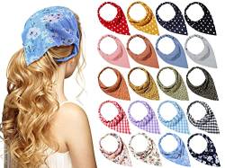 WILLBOND 20 Stück elastische Haarbänder mit Blumenmuster, einfarbig, kariert, Bandana, Stirnbänder für Frauen und Mädchen, Chiffon-Kopftuch, Dreieck-Kopftuch, Bandana, Haar-Accessoires, 5 Stile von WILLBOND