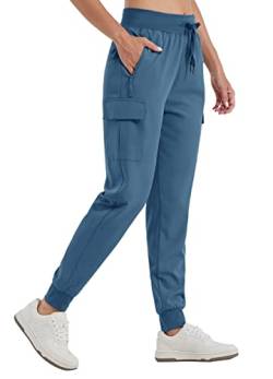 WILLIT Damen Cargo Jogginghose Wanderhosen Leichte Cargohose Athletisch Outdoor Reise Jogger Schnelltrocknende Workout Casual Hose Wasserdicht Ocean Blau XS von WILLIT