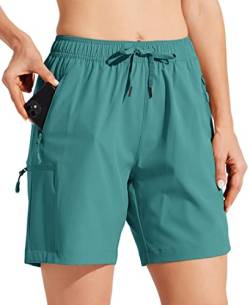 WILLIT Damen Cargo Shorts schnelltrocknend Wandern aktiv Shorts leichte Sport Sommer Shorts mit Taschen Blaugrün 2XL von WILLIT