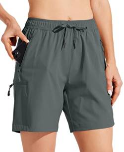 WILLIT Damen Cargo Shorts schnelltrocknend Wandern aktiv Shorts leichte Sport Sommer Shorts mit Taschen Dunkelgrau XS von WILLIT