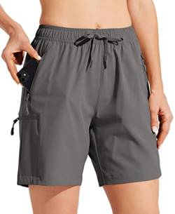 WILLIT Damen Cargo Shorts schnelltrocknend Wandern aktiv Shorts leichte Sport Sommer Shorts mit Taschen Grau M von WILLIT