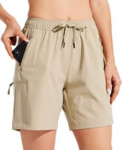 WILLIT Damen Cargo Shorts schnelltrocknend Wandern aktiv Shorts leichte Sport Sommer Shorts mit Taschen Khaki 2XL von WILLIT